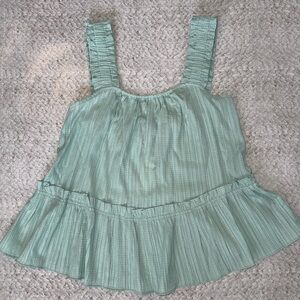Anthropologie Textured Ruffled Top- Mint